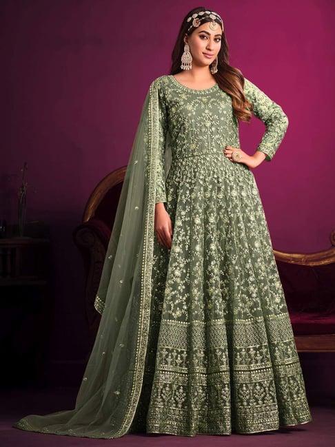 odette green embroidered unstitched dress material