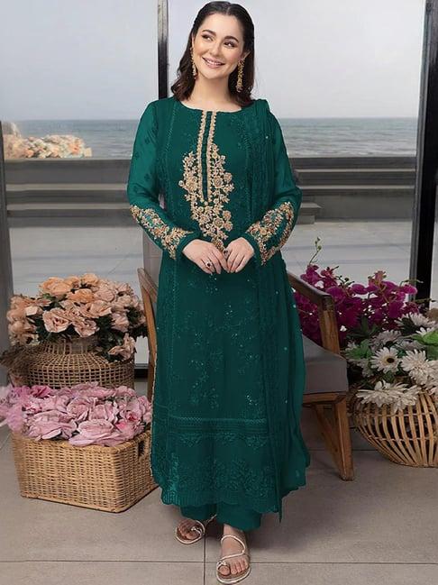 odette green embroidered unstitched dress material