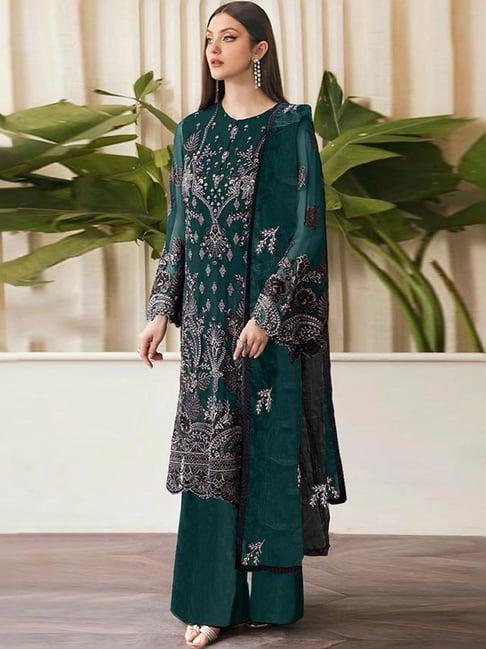 odette green embroidered unstitched dress material