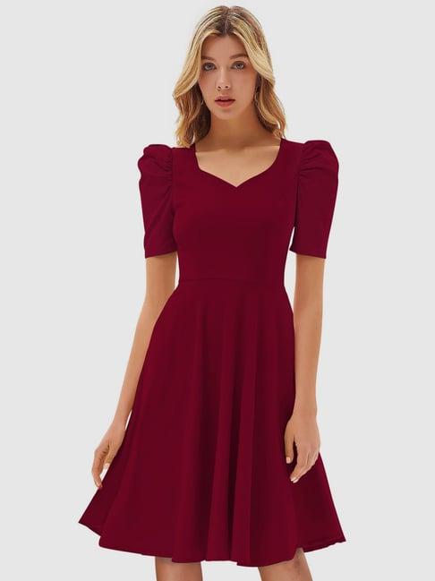 odette maroon a-line dress