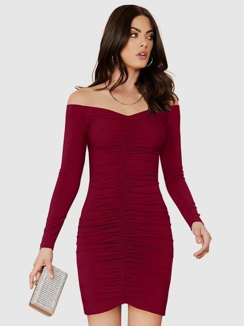 odette maroon bodycon dress