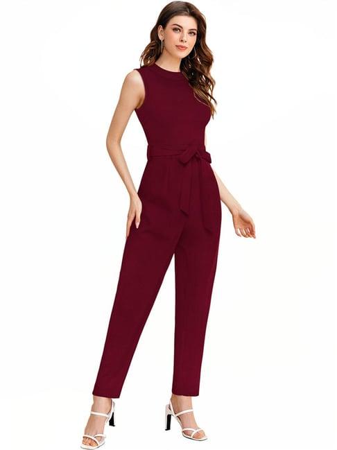 odette maroon full length jumpsuit