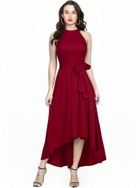 odette maroon high-low dress