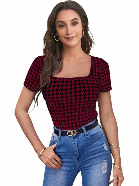 odette maroon printed top