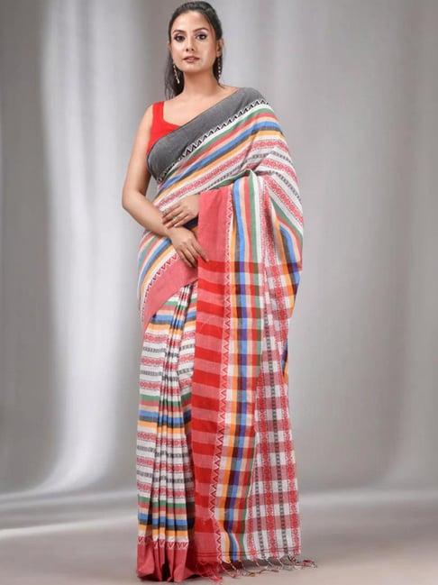 odette multicolored woven saree with unstitched blouse