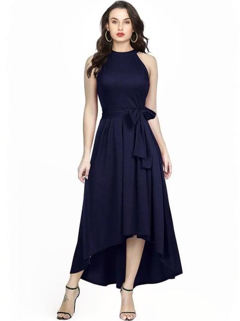 odette navy high-low dress