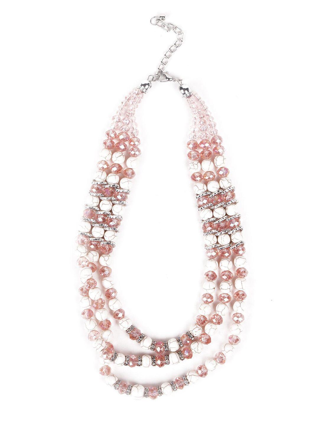 odette peach-coloured & white layered necklace