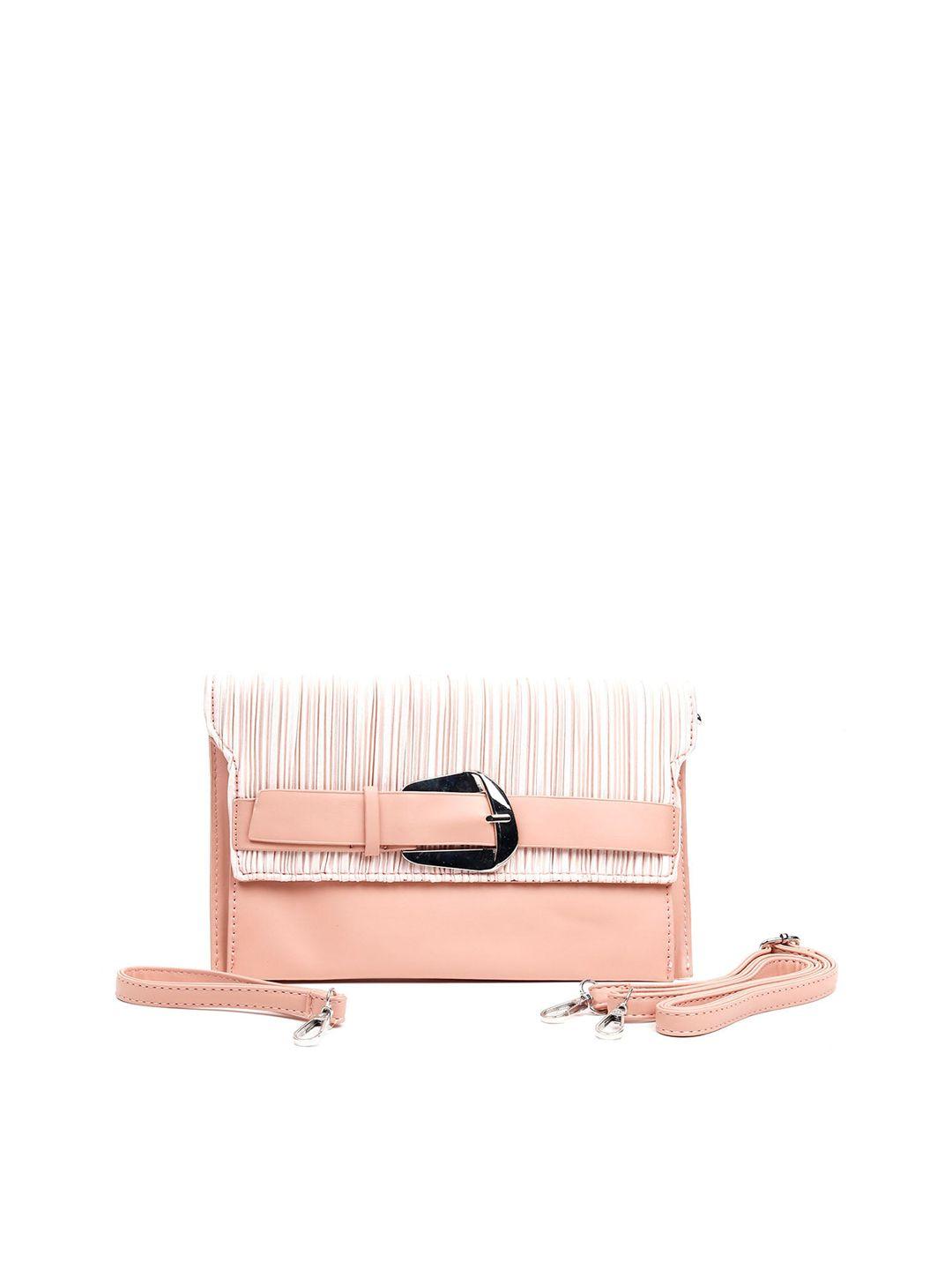 odette peach-coloured & white structured sling bag