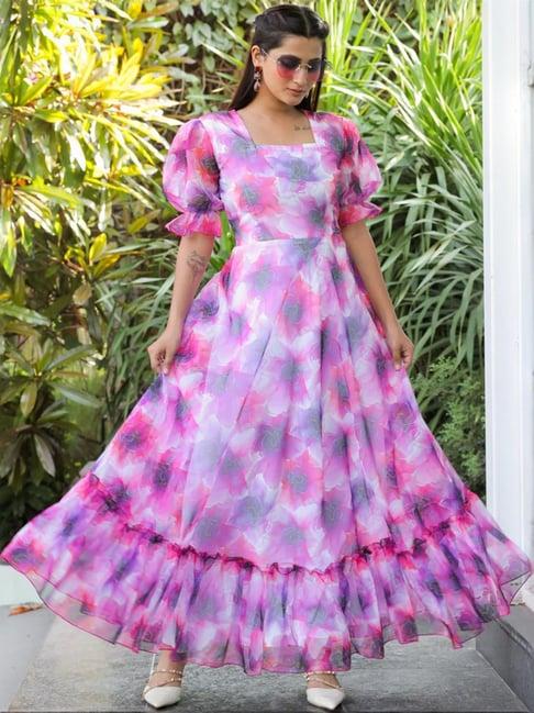 odette pink floral print maxi dress