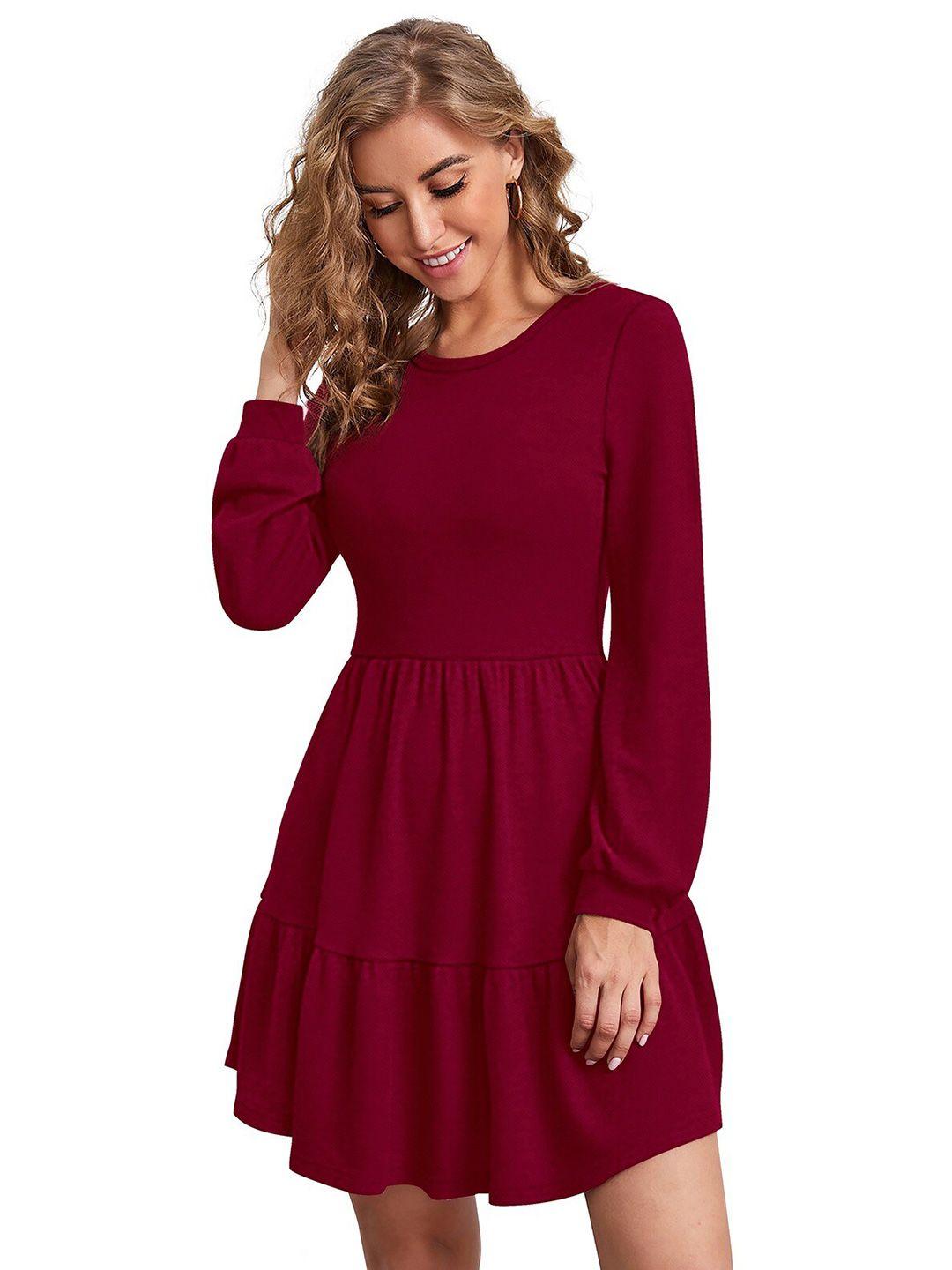 odette puff sleeve acrylic fit & flare dress