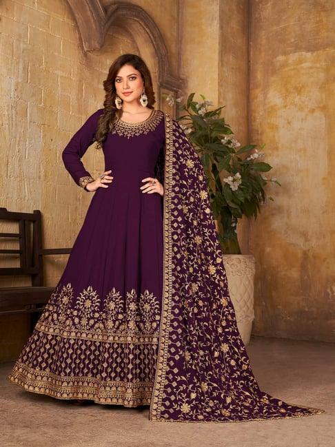 odette purple embroidered unstitched dress material