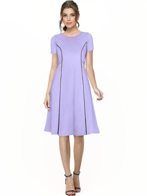 odette purple striped a-line dress