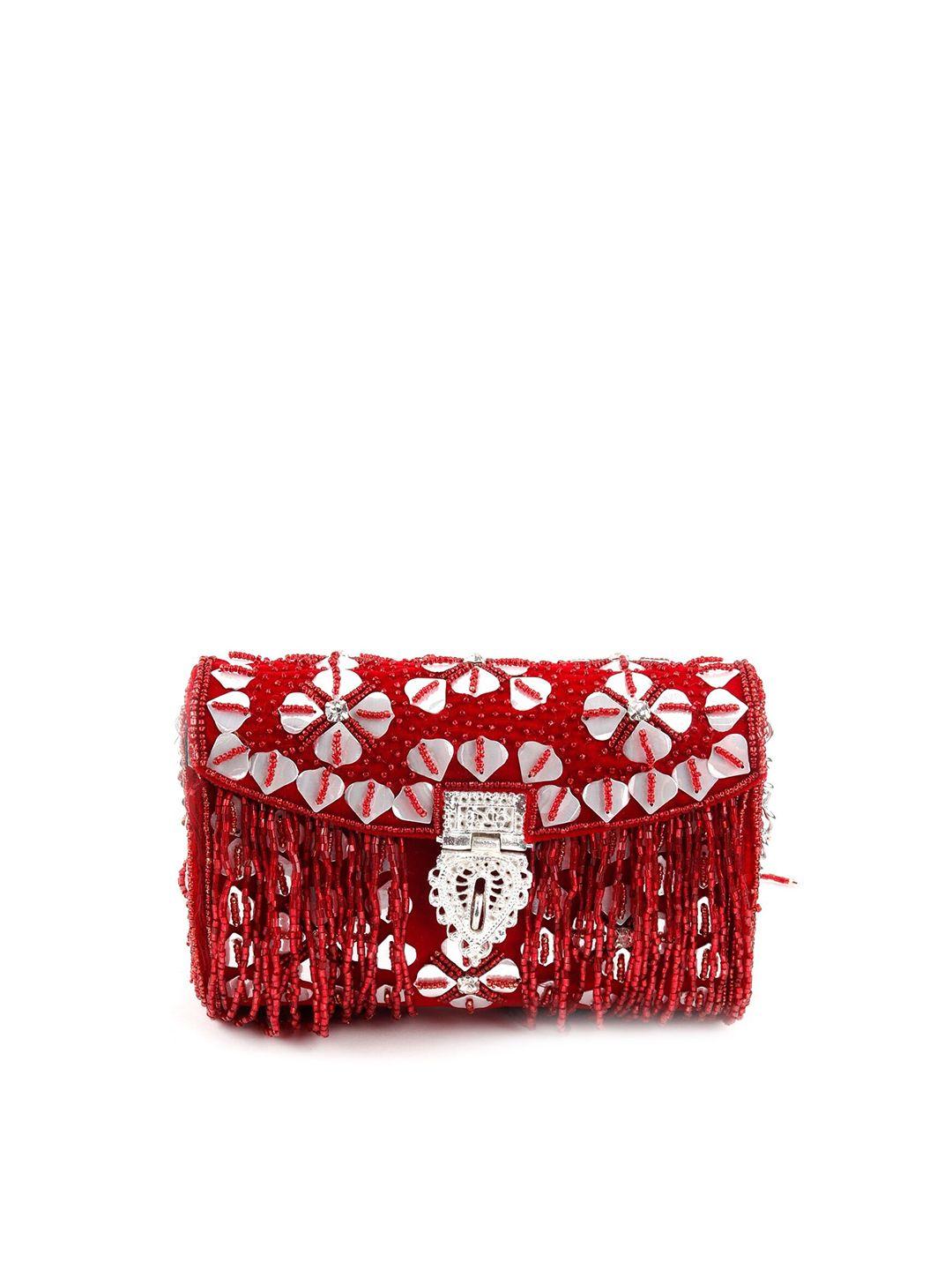 odette red embellished purse clutch