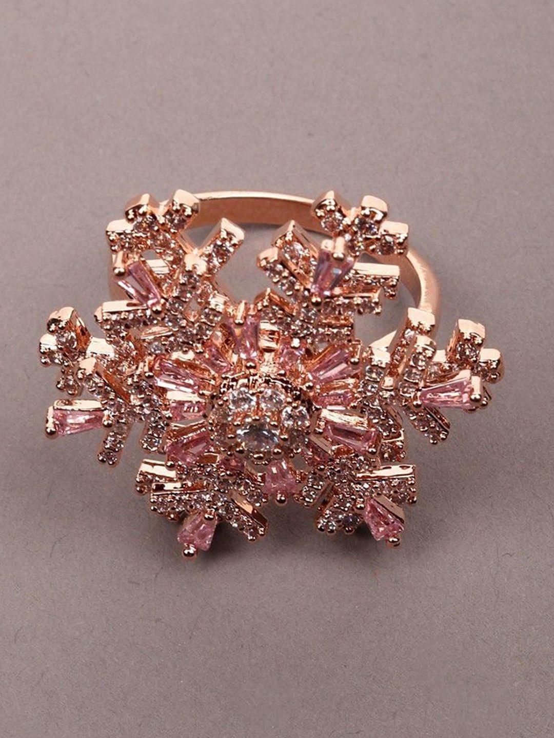 odette rose gold-plated stone-studded finger ring