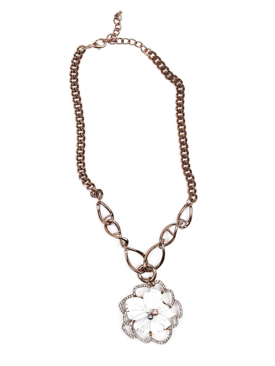 odette rose gold-toned & white floral motif necklace