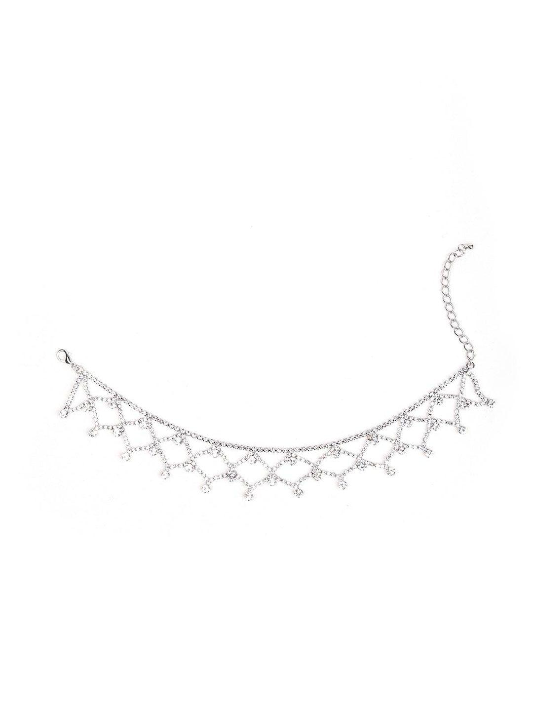 odette silver-plated crystal studded necklace