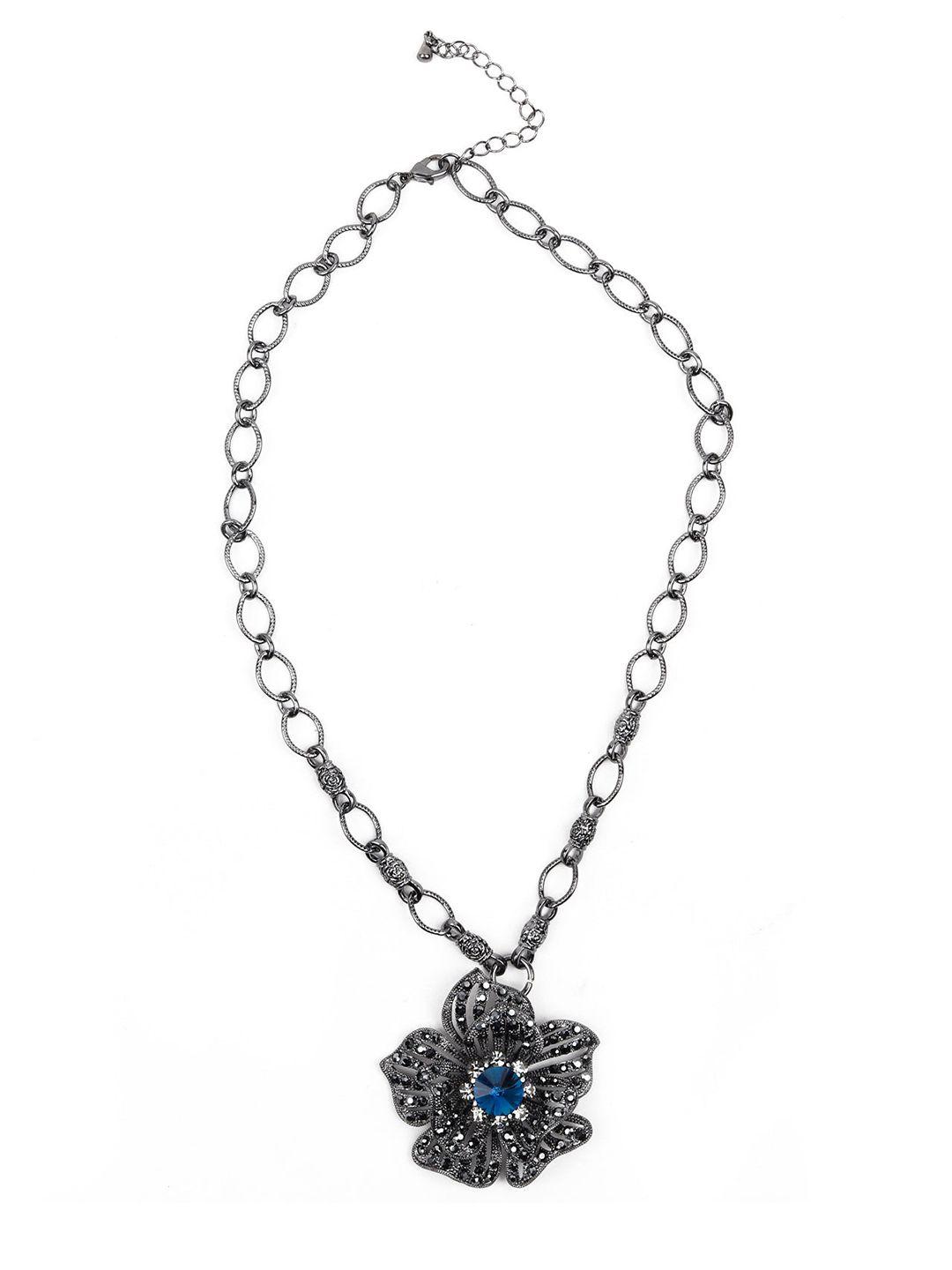odette silver-toned & blue necklace