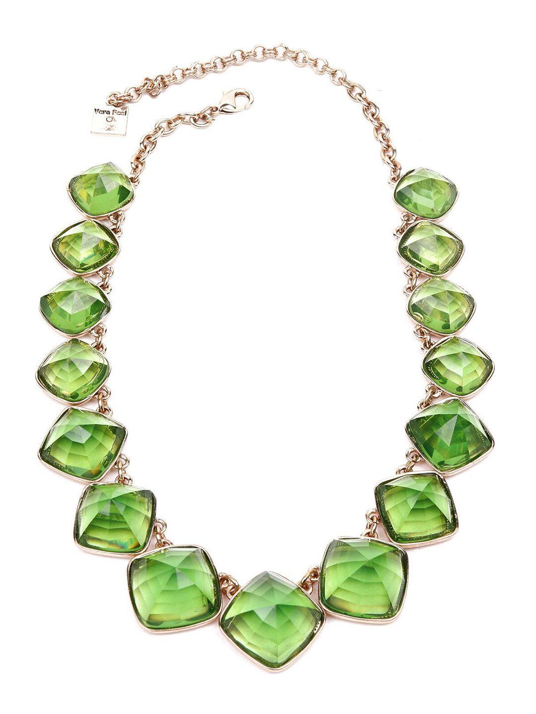 odette silver-toned & green necklace