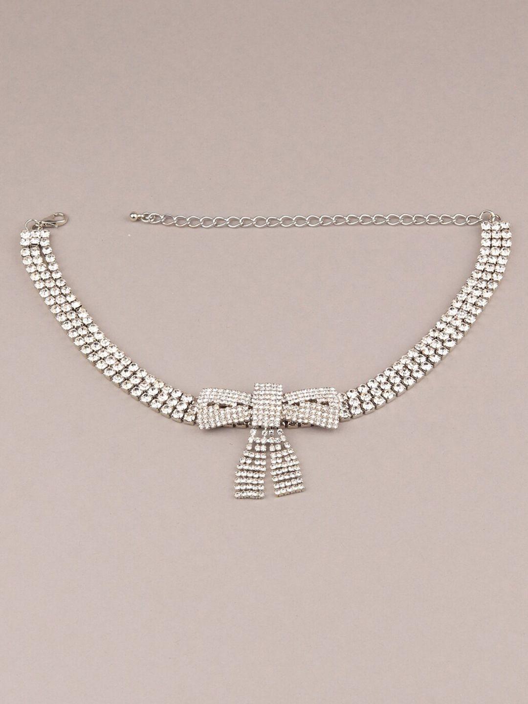 odette silver-toned bow choker necklace