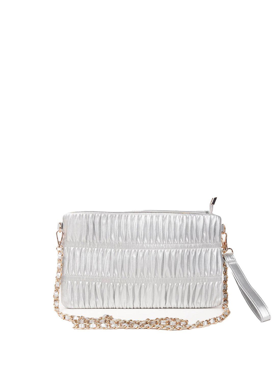 odette silver-toned textured box clutch