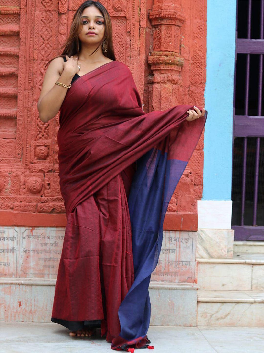 odette solid saree with unstitched blouse