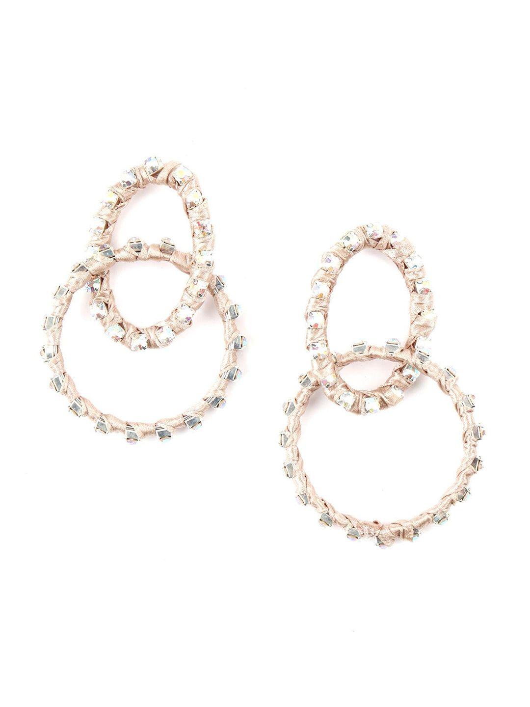 odette stone-studded circular drop earrings