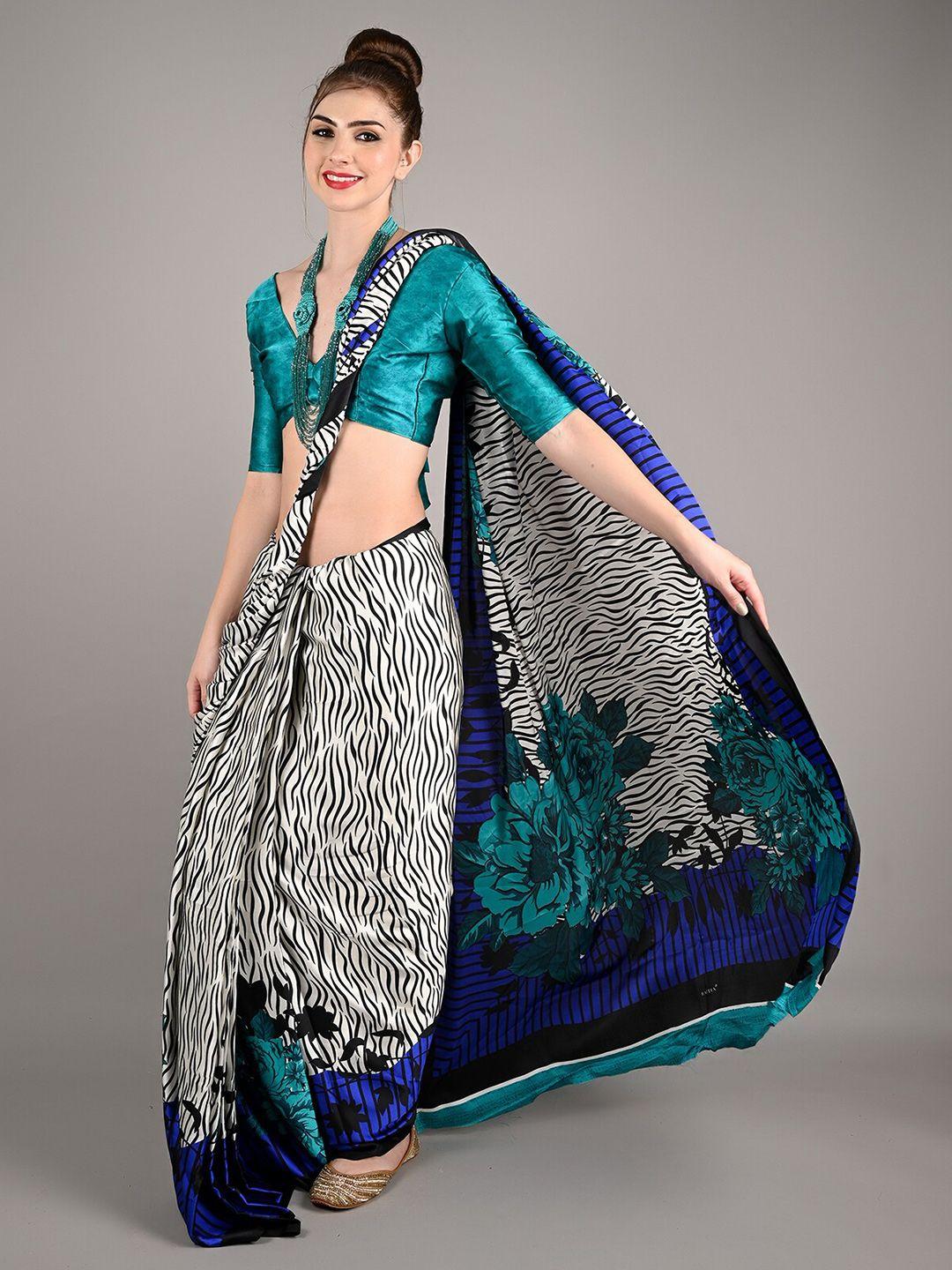 odette striped satin saree