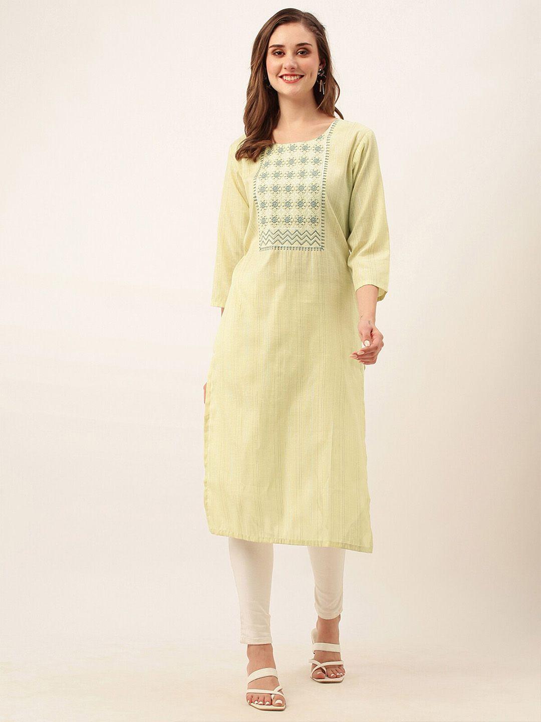 odette striped thread work straight kurta