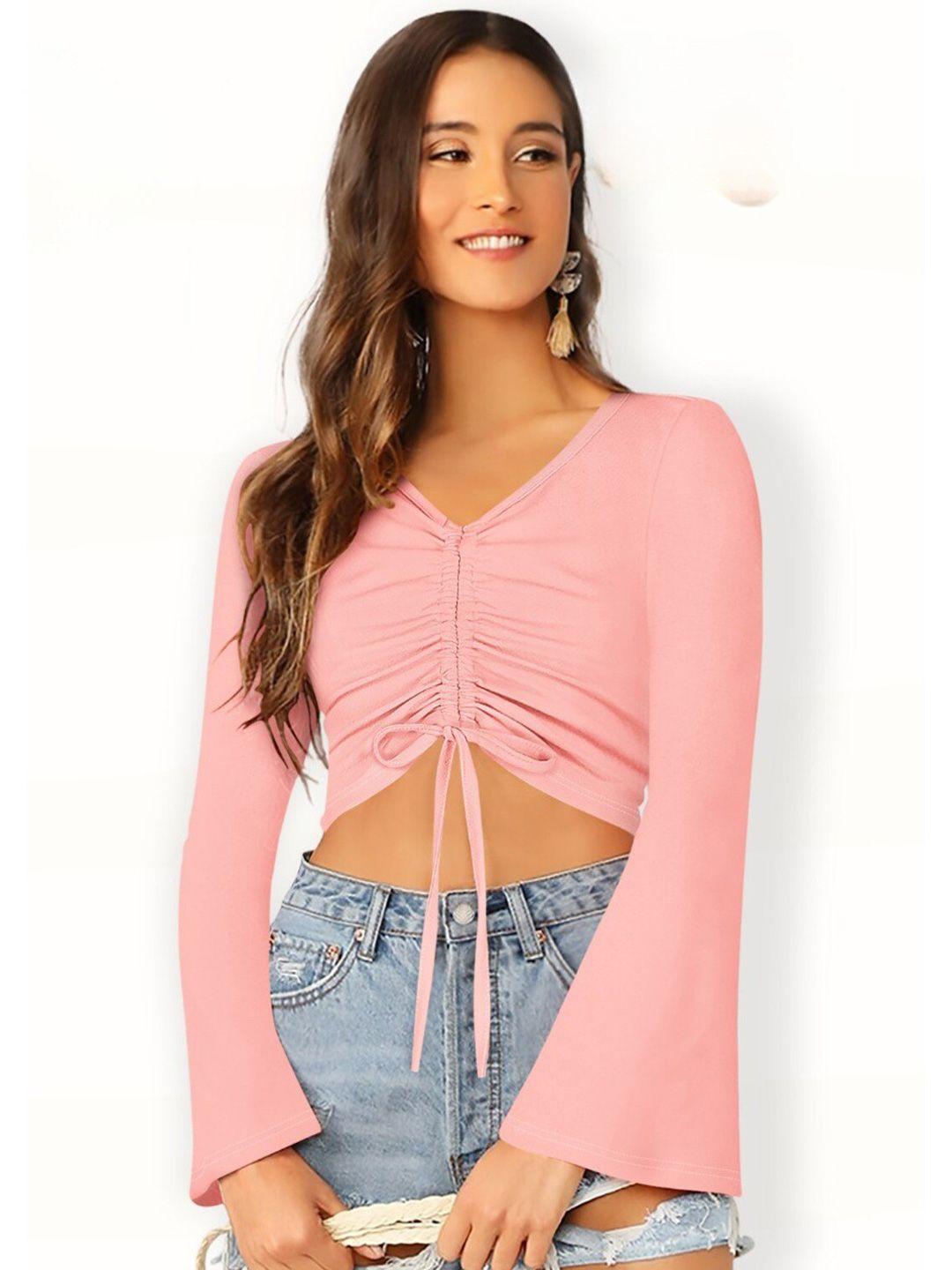 odette v-neck long sleeves acrylic crop top