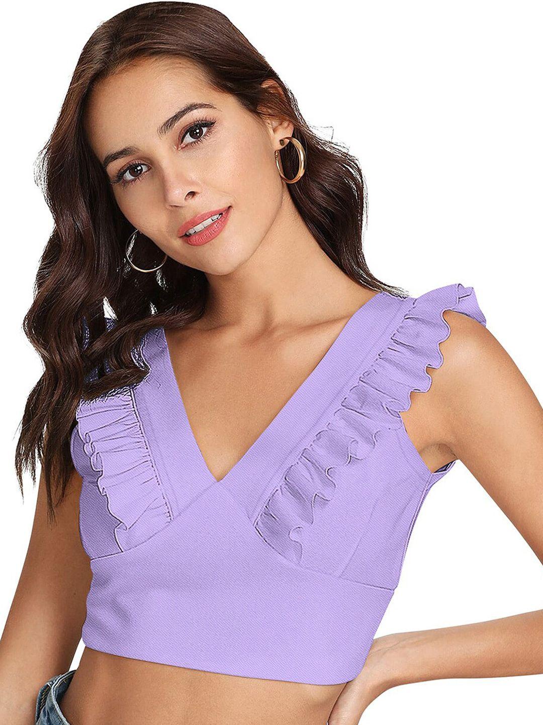 odette v-neck ruffles acrylic crop top