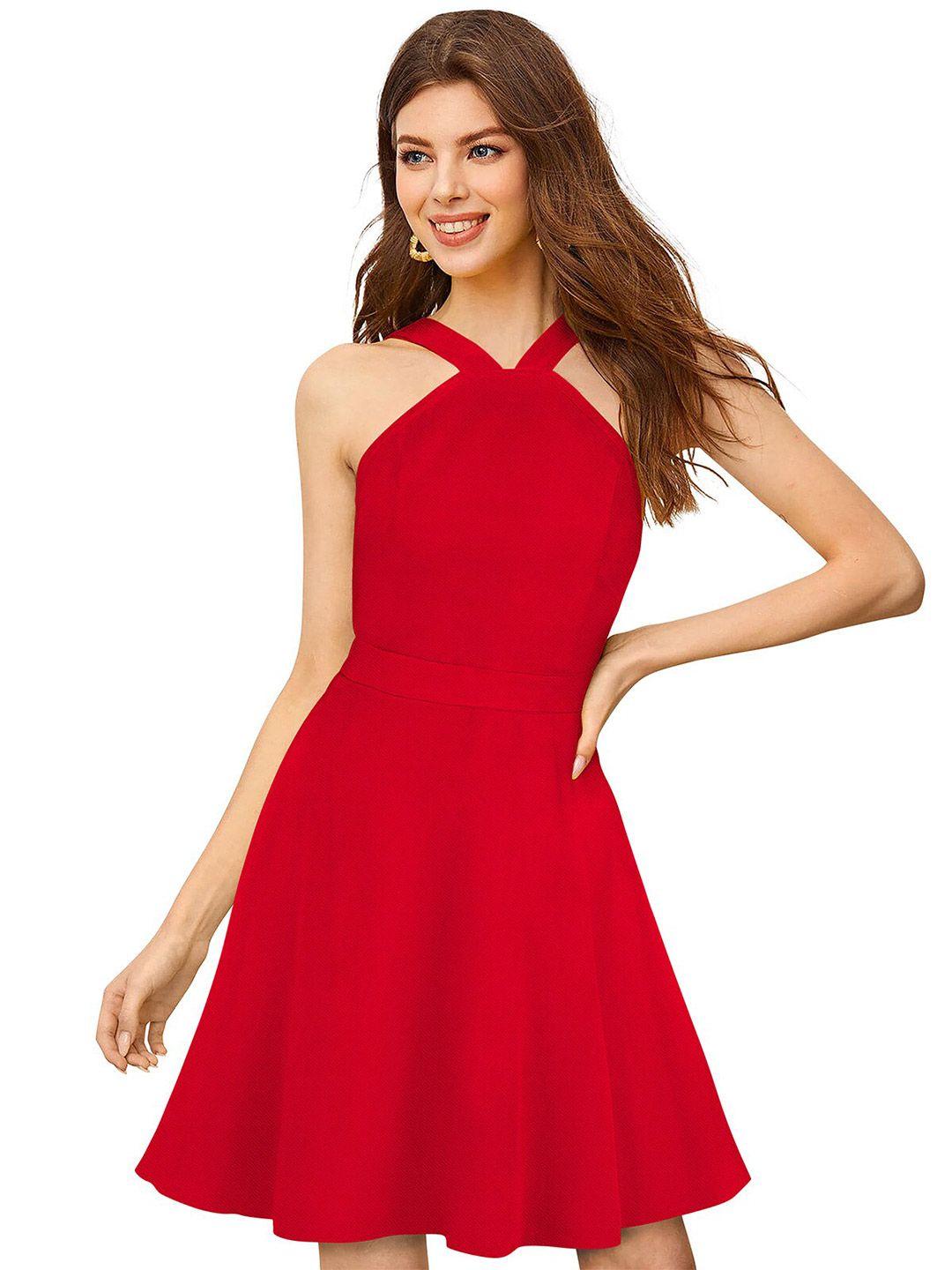 odette v-neck sleeveless fit & flare dress