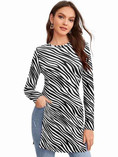 odette white & black printed long top