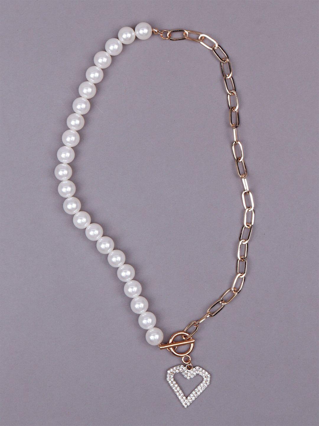 odette white & gold-toned heart-shaped chain