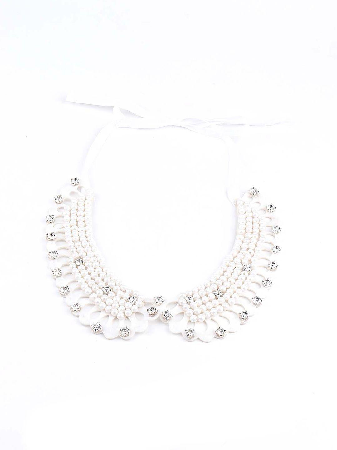 odette white beaded collar necklace