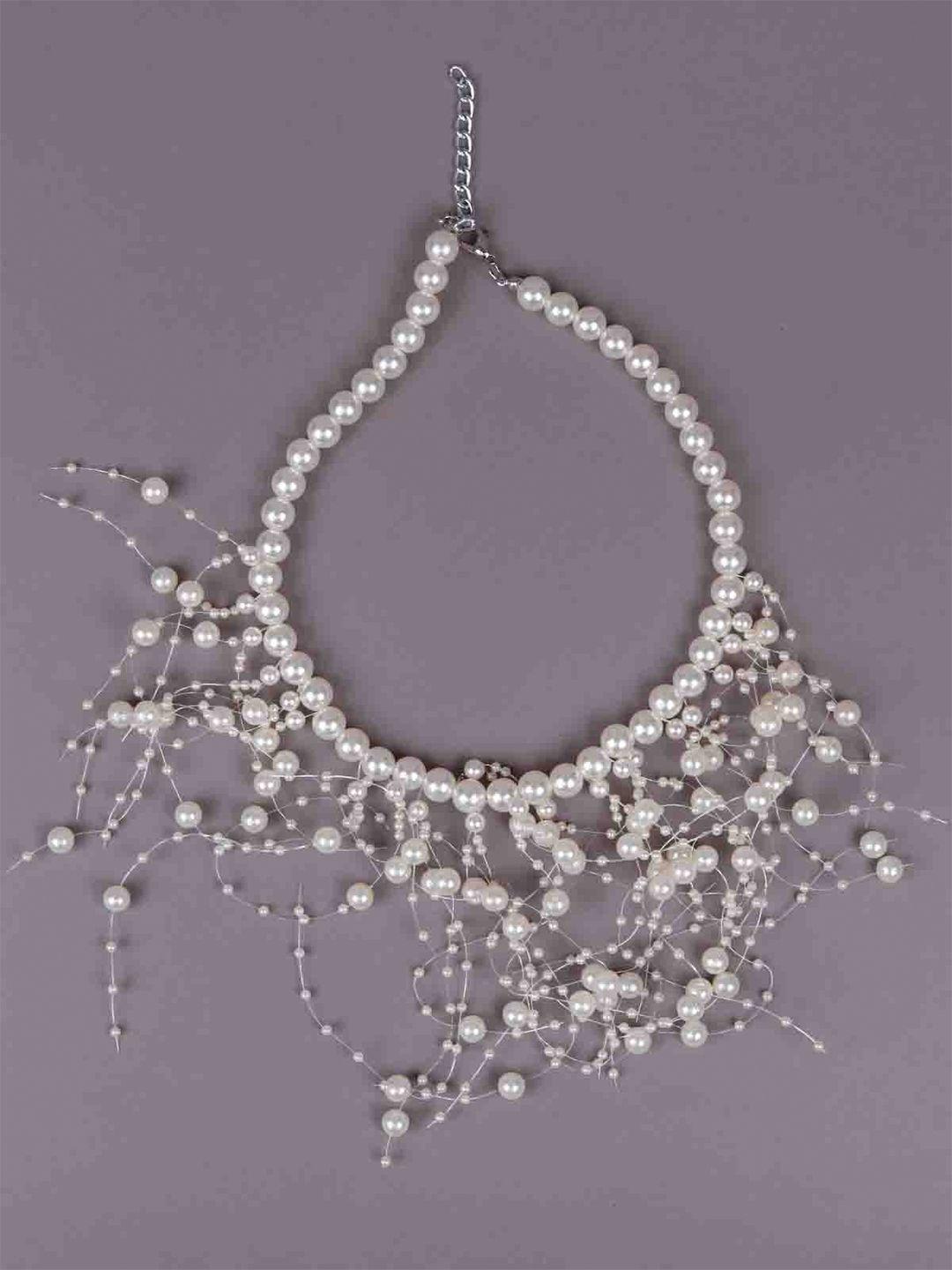 odette white pearls beaded necklace
