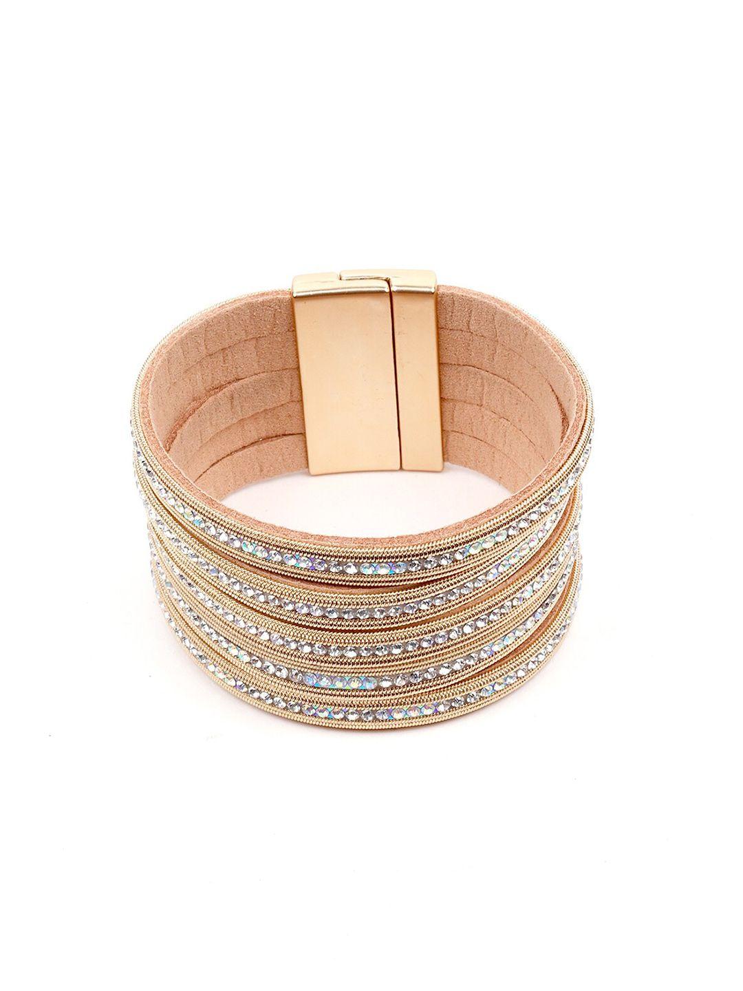 odette women beige & white leather multistrand bracelet