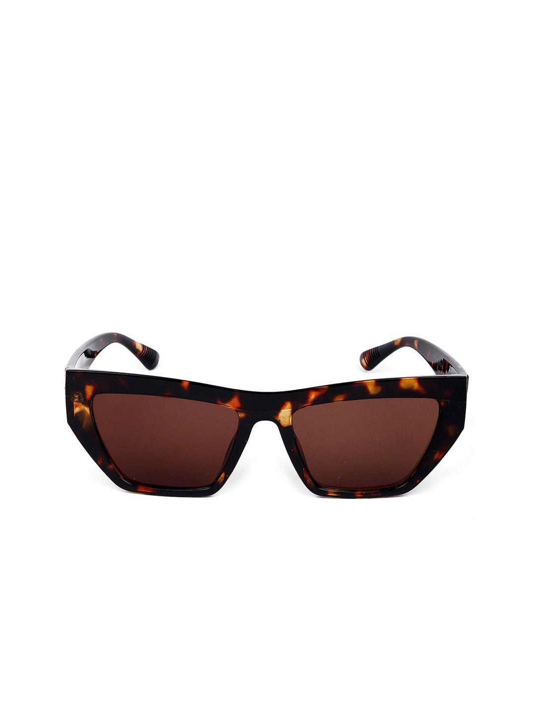 odette women brown lens & brown browline sunglasses - diw244-black
