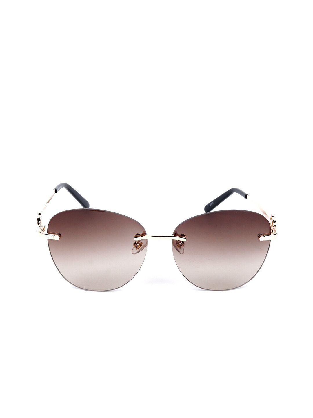 odette women brown lens & gold-toned oversized sunglasses with uv protected lens diw231-