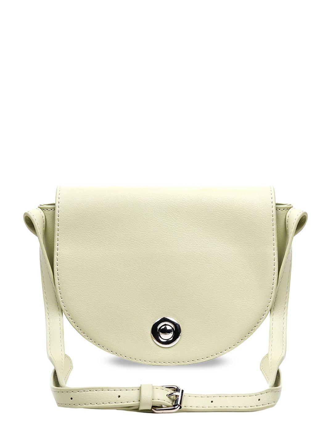 odette women cream textured half moon sling bag