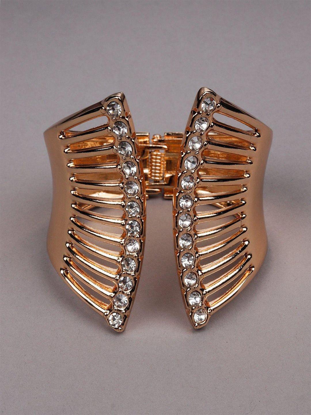 odette women gold-plated stone studded cuff bracelet