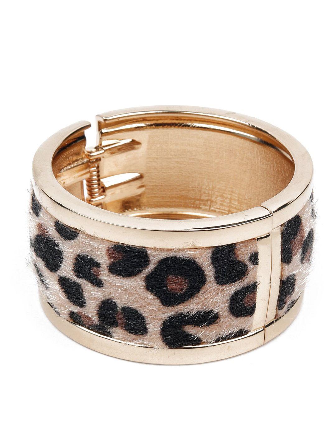 odette women gold-toned & black animal printed armlet bracelet