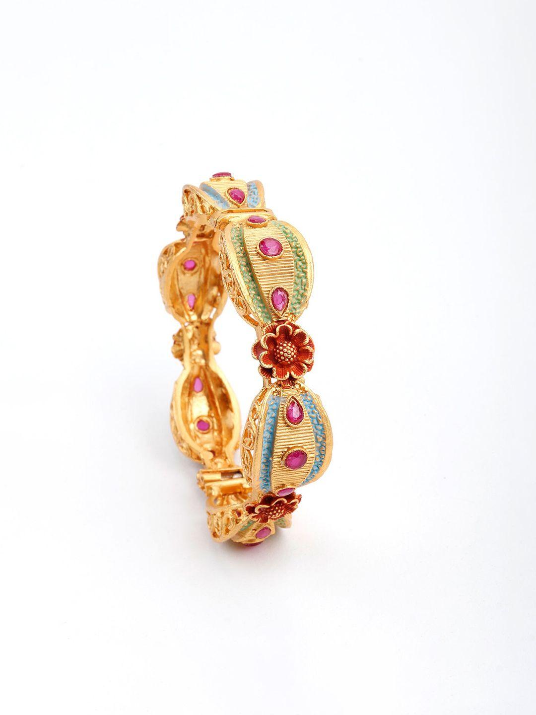 odette women gold-toned & pink gold-plated bangle-style bracelet