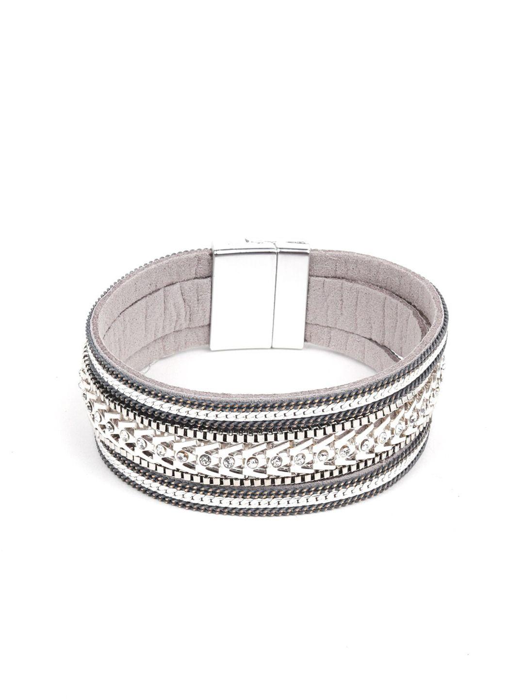 odette women grey leather wraparound bracelet