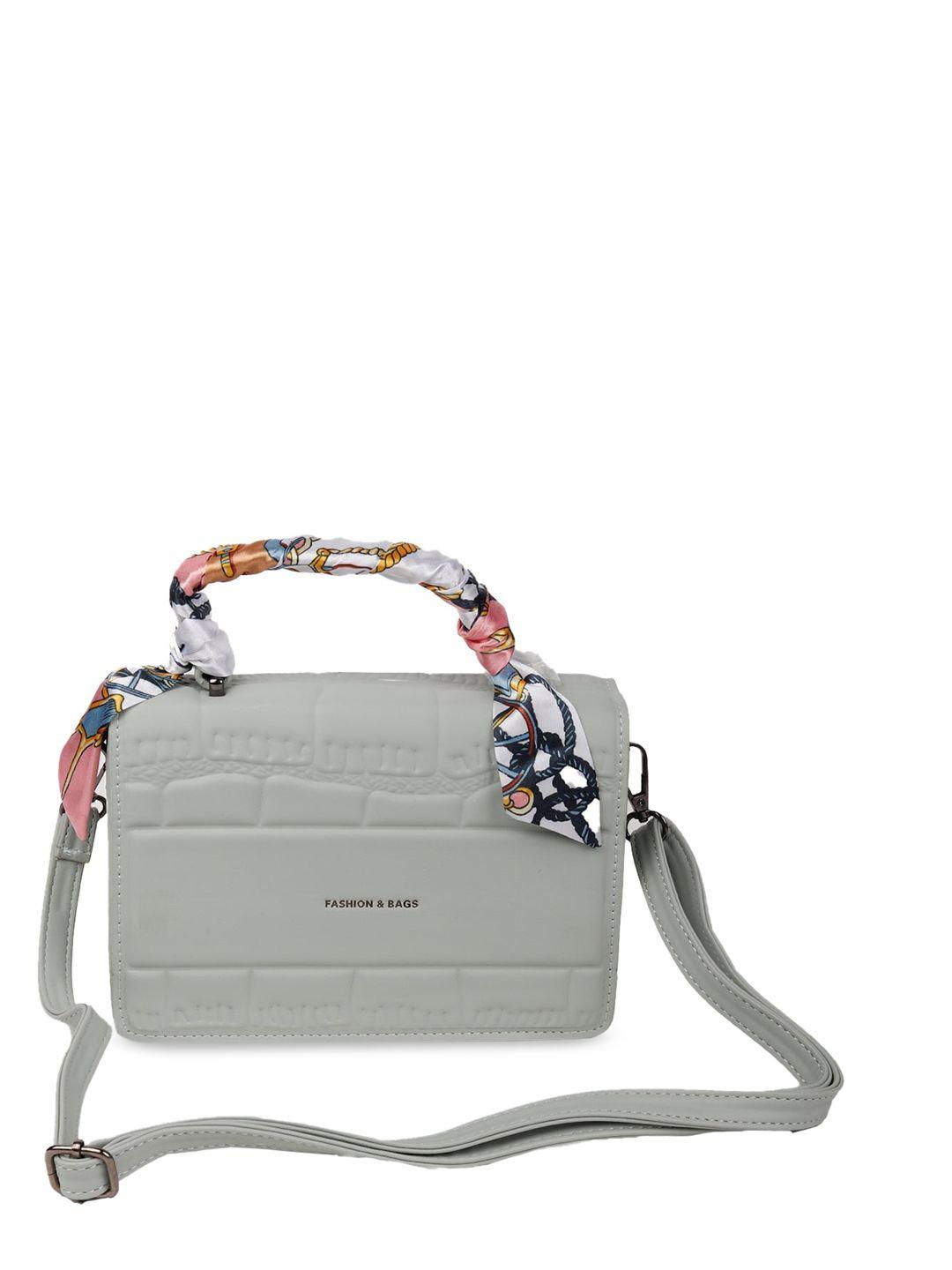 odette women grey textured structured handheld bag