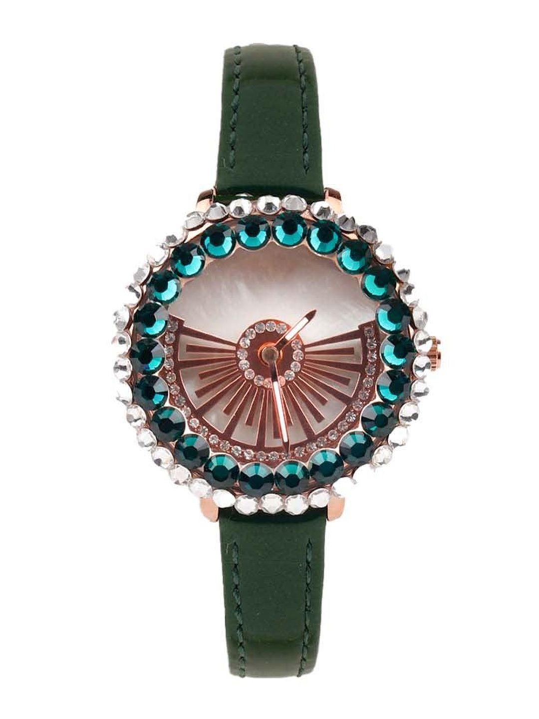 odette women leather bracelet style straps watch