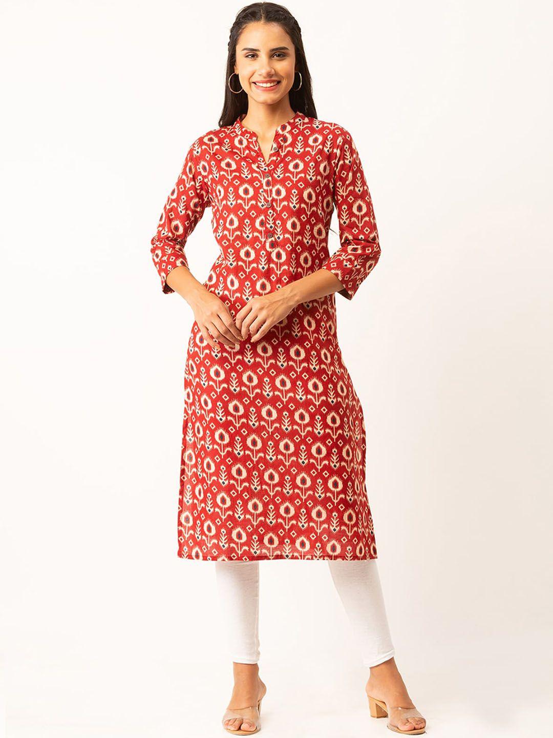 odette women maroon geometric printed sequinned kurta