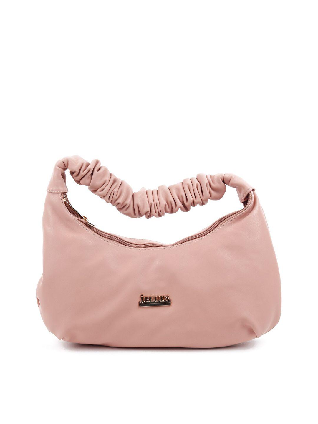 odette women peach-coloured half moon hobo bag