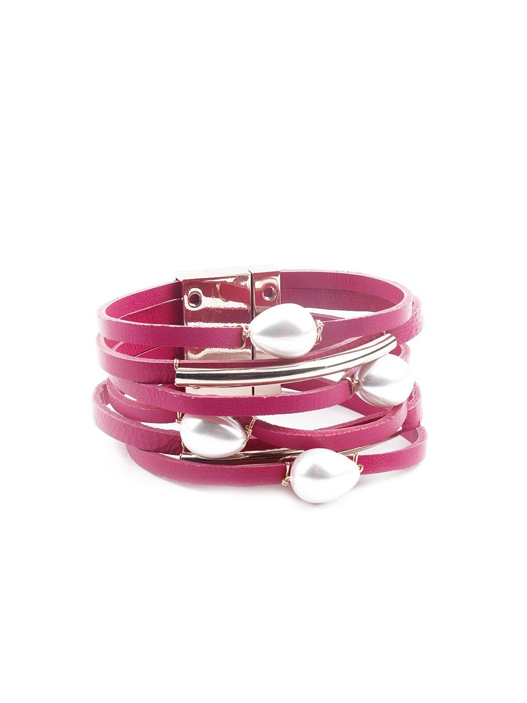 odette women pink embellished layered wraparound bracelet