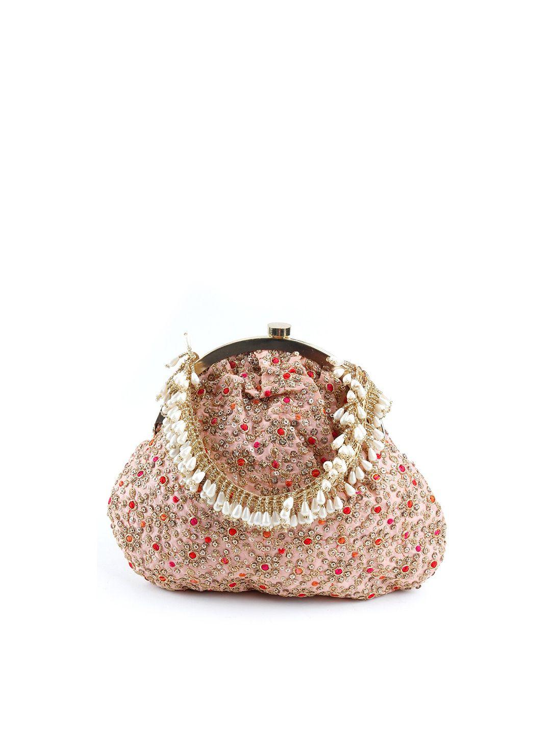 odette women pink embroidered purse