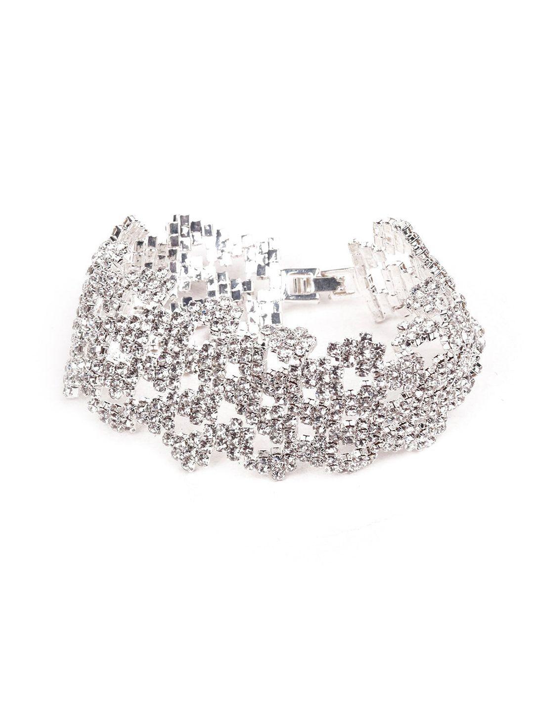 odette women silver-toned & white armlet bracelet